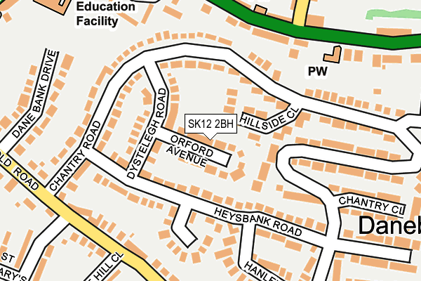 SK12 2BH map - OS OpenMap – Local (Ordnance Survey)