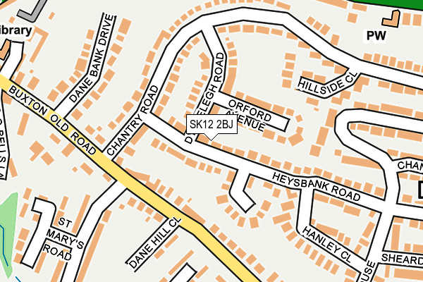 SK12 2BJ map - OS OpenMap – Local (Ordnance Survey)