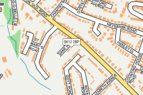 SK12 2BP map - OS OpenMap – Local (Ordnance Survey)