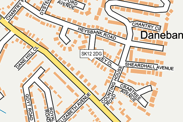 SK12 2DG map - OS OpenMap – Local (Ordnance Survey)