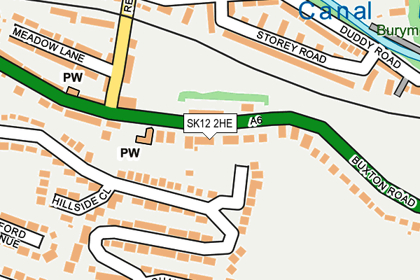 SK12 2HE map - OS OpenMap – Local (Ordnance Survey)
