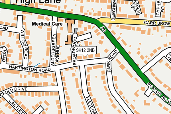 SK12 2NB map - OS OpenMap – Local (Ordnance Survey)