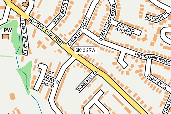SK12 2RW map - OS OpenMap – Local (Ordnance Survey)