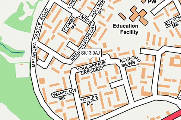 SK13 0AJ map - OS OpenMap – Local (Ordnance Survey)