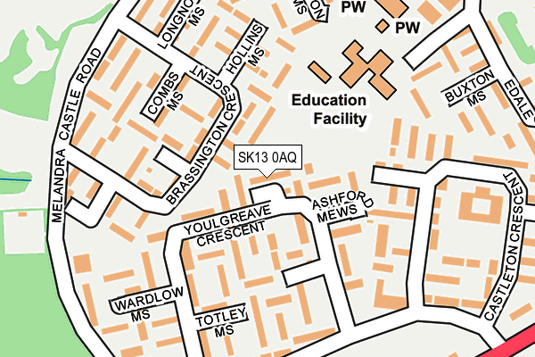 SK13 0AQ map - OS OpenMap – Local (Ordnance Survey)