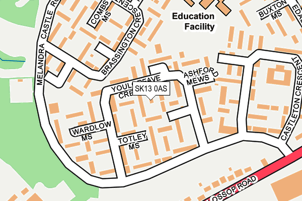 SK13 0AS map - OS OpenMap – Local (Ordnance Survey)