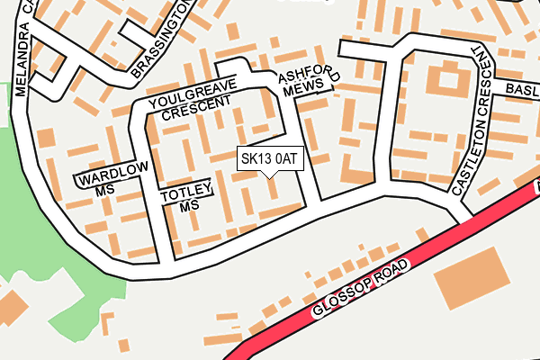 SK13 0AT map - OS OpenMap – Local (Ordnance Survey)