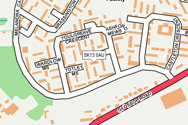 SK13 0AU map - OS OpenMap – Local (Ordnance Survey)