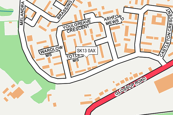 SK13 0AX map - OS OpenMap – Local (Ordnance Survey)