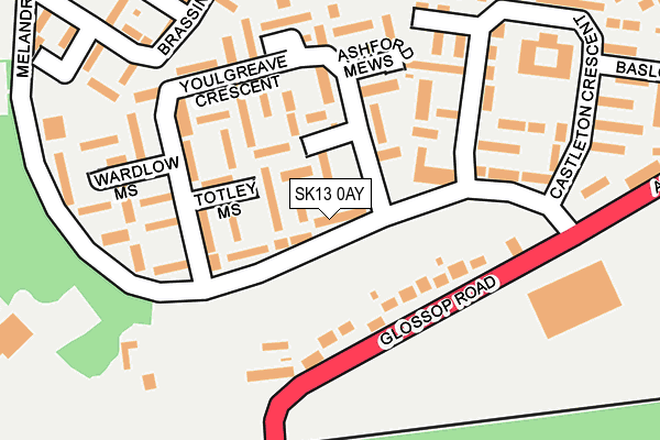 SK13 0AY map - OS OpenMap – Local (Ordnance Survey)