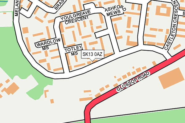 SK13 0AZ map - OS OpenMap – Local (Ordnance Survey)