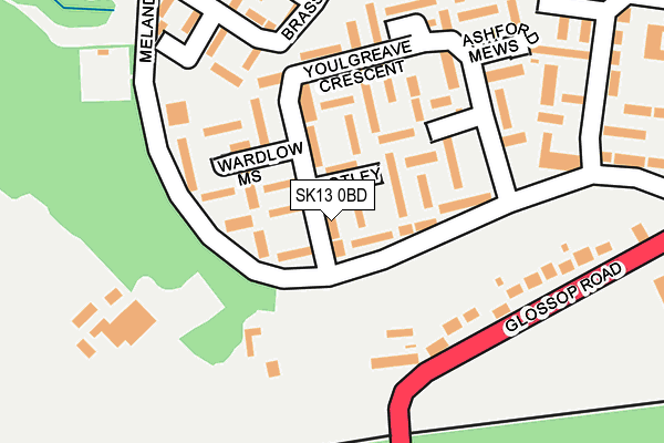 SK13 0BD map - OS OpenMap – Local (Ordnance Survey)