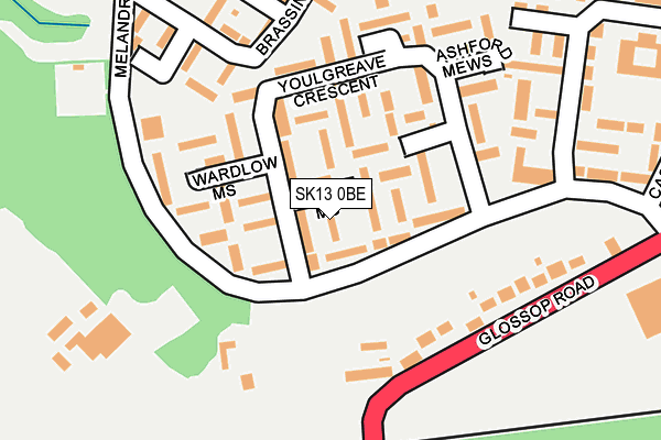 SK13 0BE map - OS OpenMap – Local (Ordnance Survey)