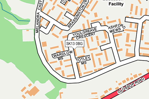 SK13 0BG map - OS OpenMap – Local (Ordnance Survey)