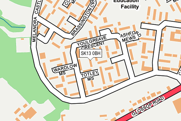SK13 0BH map - OS OpenMap – Local (Ordnance Survey)