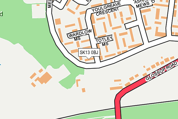 SK13 0BJ map - OS OpenMap – Local (Ordnance Survey)