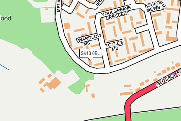 SK13 0BL map - OS OpenMap – Local (Ordnance Survey)