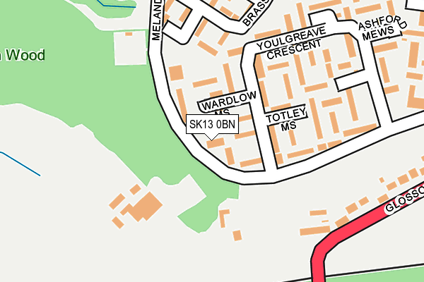 SK13 0BN map - OS OpenMap – Local (Ordnance Survey)