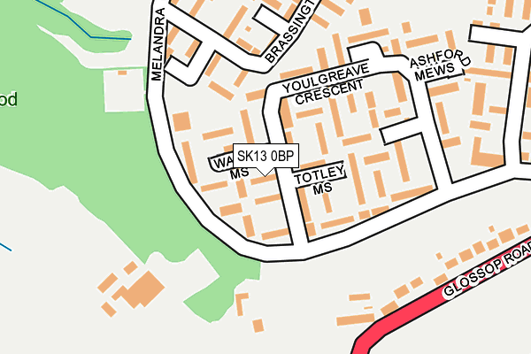 SK13 0BP map - OS OpenMap – Local (Ordnance Survey)