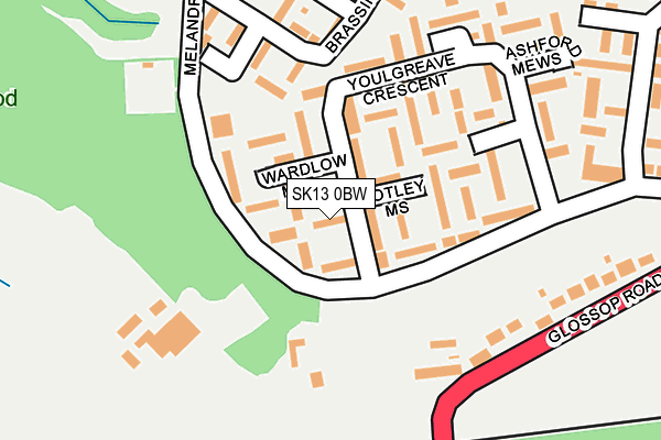 SK13 0BW map - OS OpenMap – Local (Ordnance Survey)