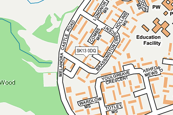 SK13 0DQ map - OS OpenMap – Local (Ordnance Survey)