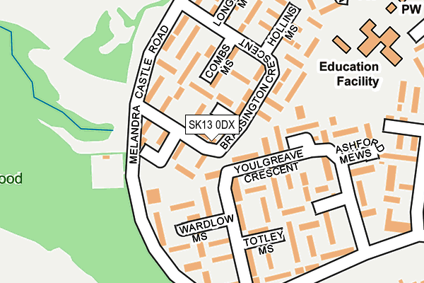 SK13 0DX map - OS OpenMap – Local (Ordnance Survey)