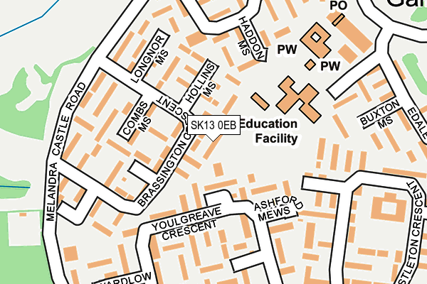 SK13 0EB map - OS OpenMap – Local (Ordnance Survey)