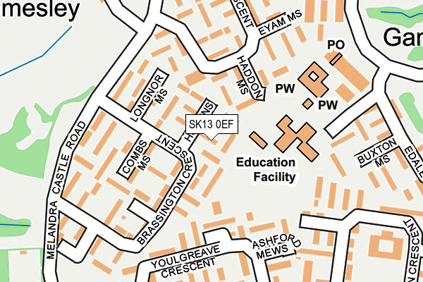 SK13 0EF map - OS OpenMap – Local (Ordnance Survey)