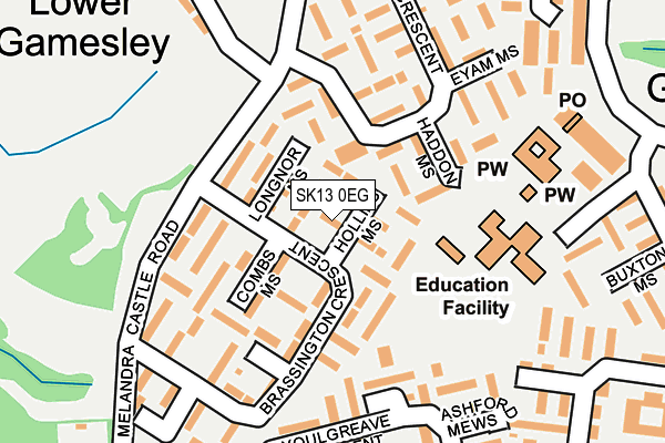 SK13 0EG map - OS OpenMap – Local (Ordnance Survey)