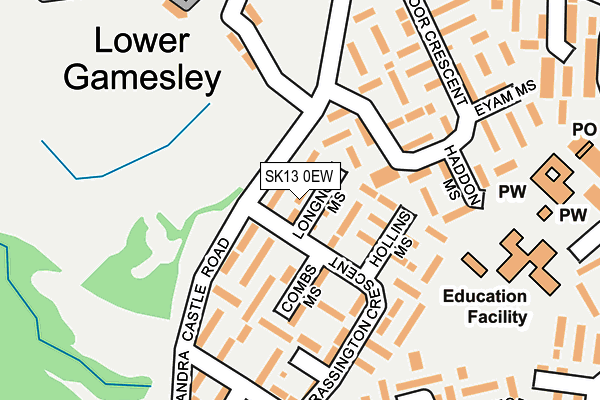 SK13 0EW map - OS OpenMap – Local (Ordnance Survey)