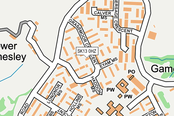 SK13 0HZ map - OS OpenMap – Local (Ordnance Survey)