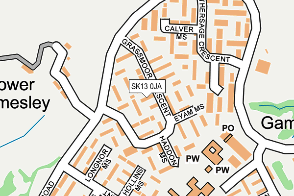 SK13 0JA map - OS OpenMap – Local (Ordnance Survey)