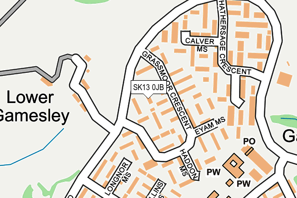 SK13 0JB map - OS OpenMap – Local (Ordnance Survey)