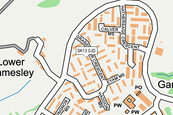 SK13 0JD map - OS OpenMap – Local (Ordnance Survey)