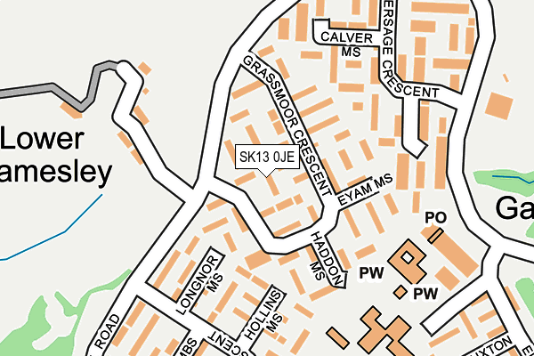 SK13 0JE map - OS OpenMap – Local (Ordnance Survey)