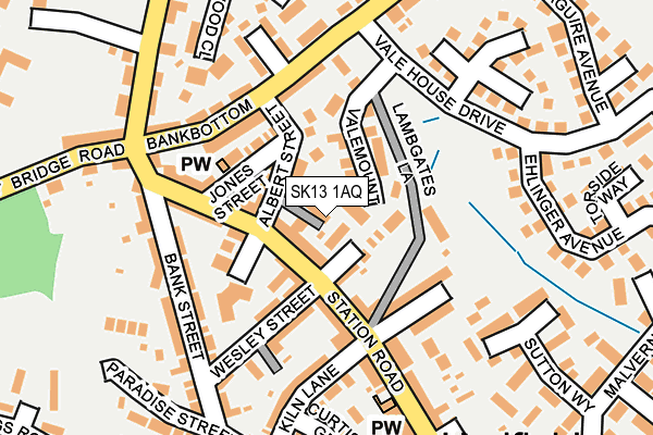 SK13 1AQ map - OS OpenMap – Local (Ordnance Survey)