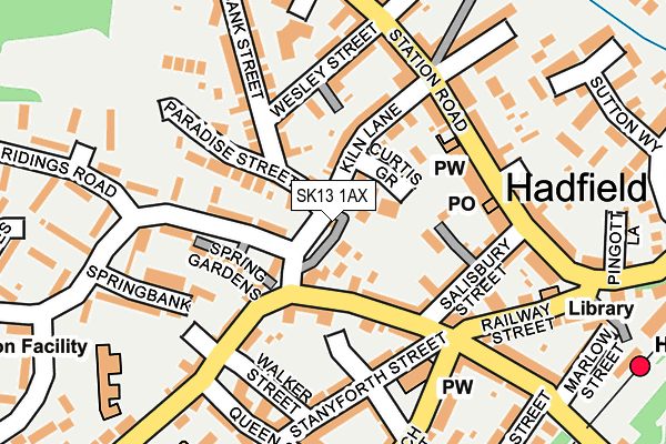 SK13 1AX map - OS OpenMap – Local (Ordnance Survey)