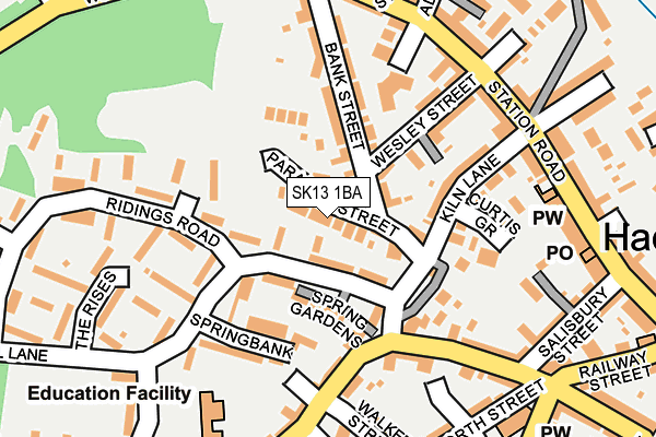 SK13 1BA map - OS OpenMap – Local (Ordnance Survey)