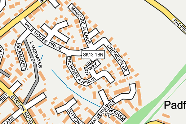 SK13 1BN map - OS OpenMap – Local (Ordnance Survey)