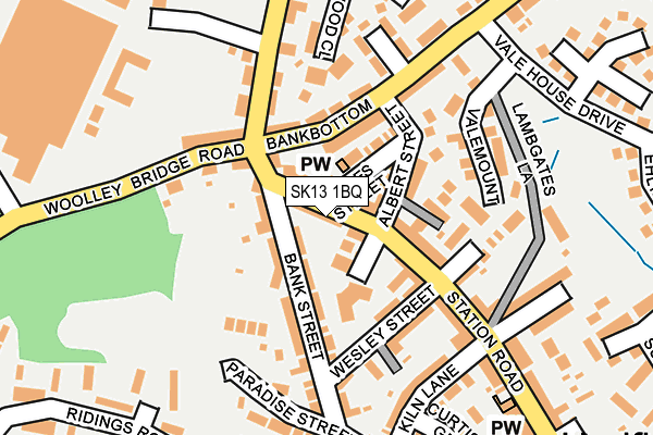 SK13 1BQ map - OS OpenMap – Local (Ordnance Survey)