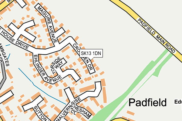 SK13 1DN map - OS OpenMap – Local (Ordnance Survey)