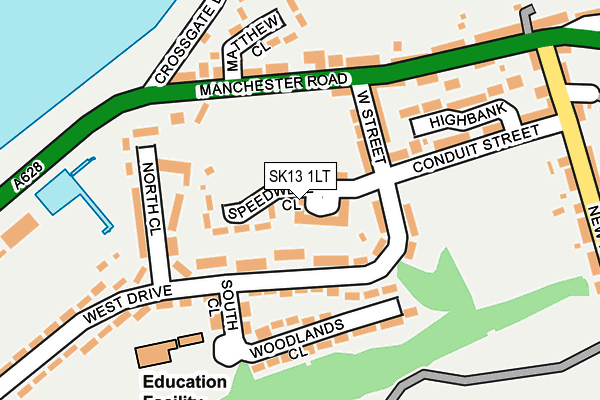 SK13 1LT map - OS OpenMap – Local (Ordnance Survey)