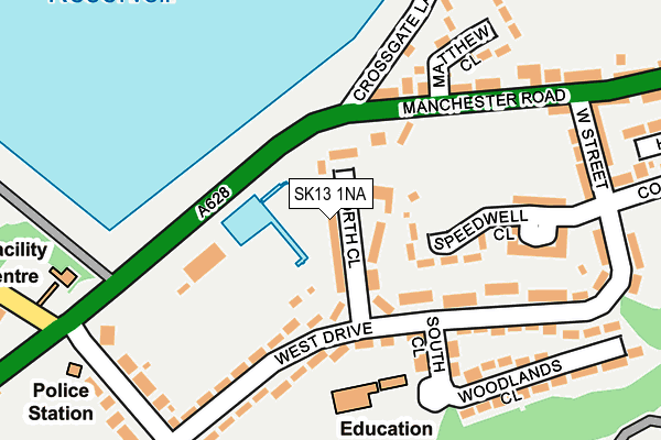 SK13 1NA map - OS OpenMap – Local (Ordnance Survey)