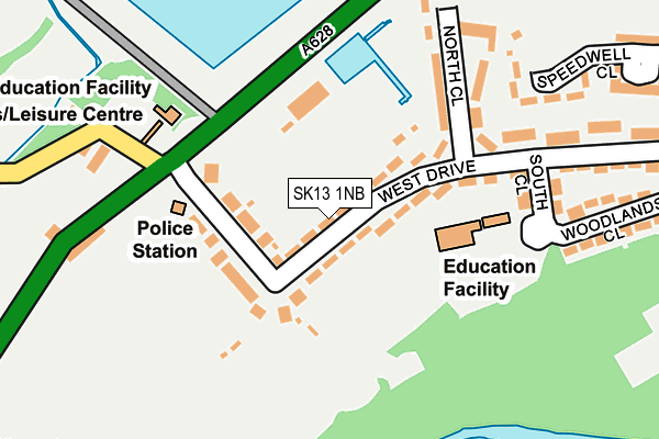 SK13 1NB map - OS OpenMap – Local (Ordnance Survey)