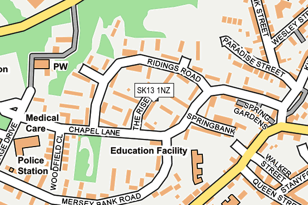 SK13 1NZ map - OS OpenMap – Local (Ordnance Survey)