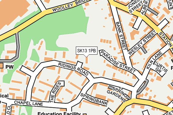SK13 1PB map - OS OpenMap – Local (Ordnance Survey)
