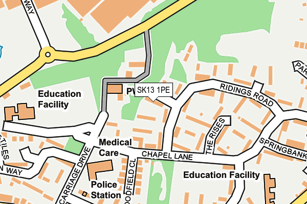 SK13 1PE map - OS OpenMap – Local (Ordnance Survey)