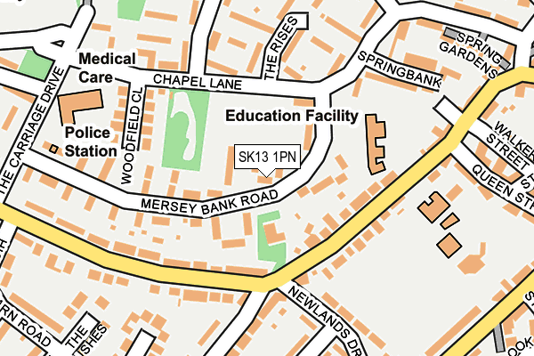 SK13 1PN map - OS OpenMap – Local (Ordnance Survey)