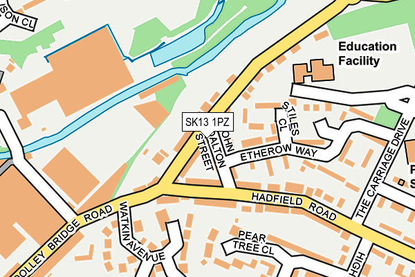 SK13 1PZ map - OS OpenMap – Local (Ordnance Survey)