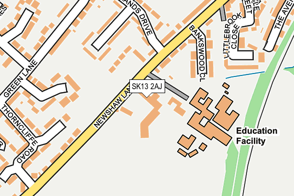 SK13 2AJ map - OS OpenMap – Local (Ordnance Survey)